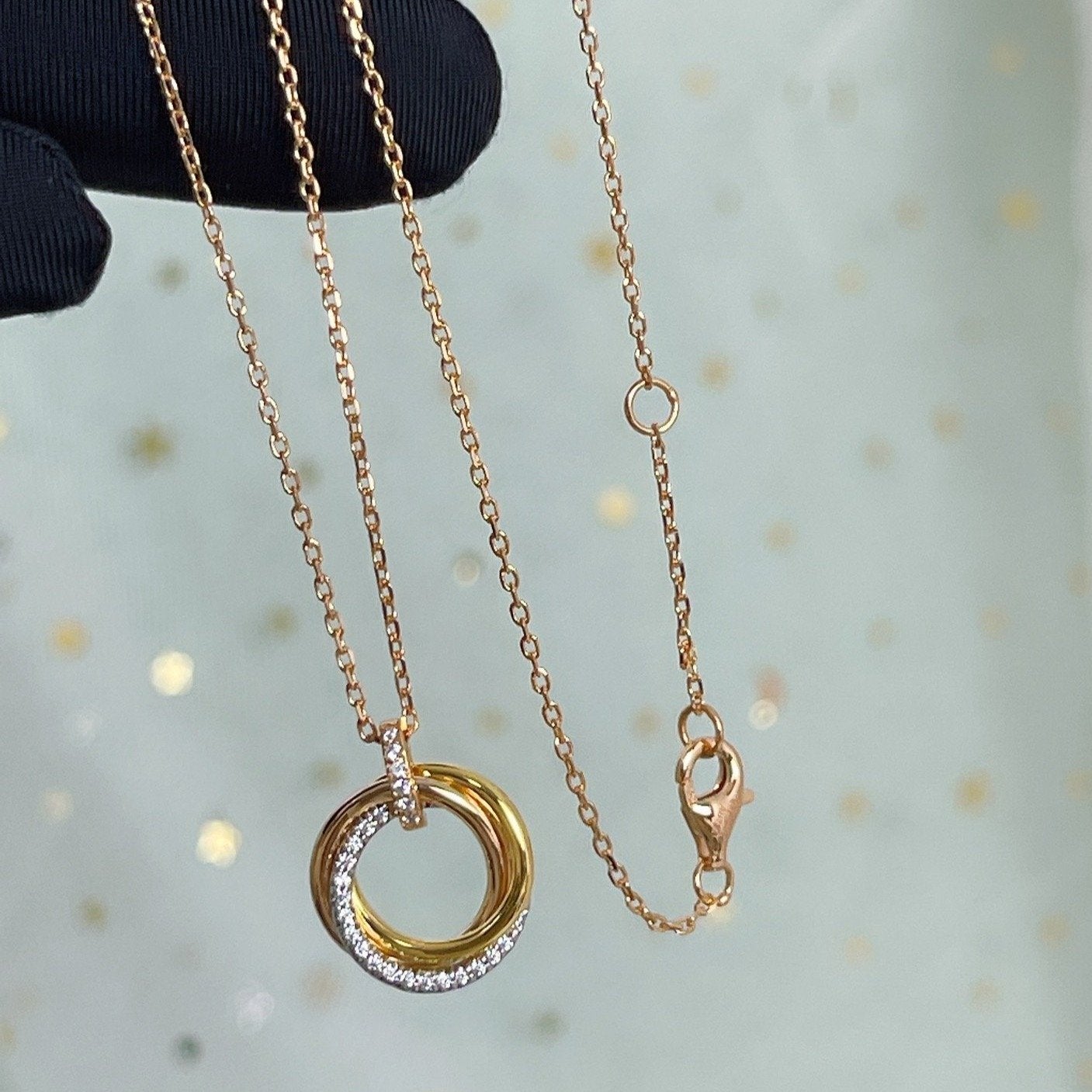¡®Imperial¡¯TRINITY NECKLACE SILVER GOLD PINK GOLD DIAMONDS