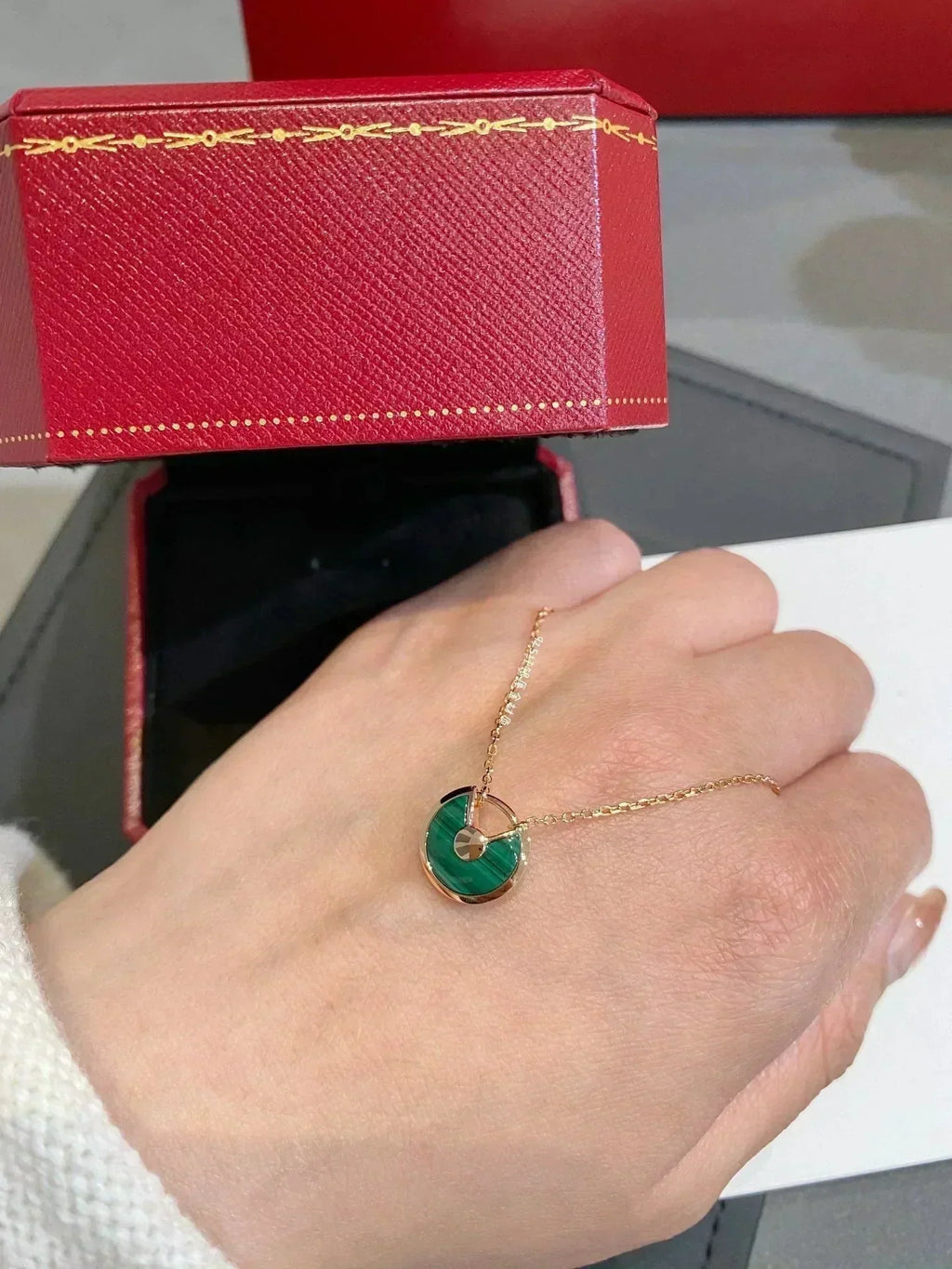 ¡®Imperial¡¯AMULETTE ROSE GOLD MALACHITE NECKLACE