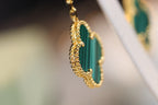 ¡®Imperial¡¯CLOVER EARRINGS GOLD MALACHITE DIAMOND 3 MOTIF