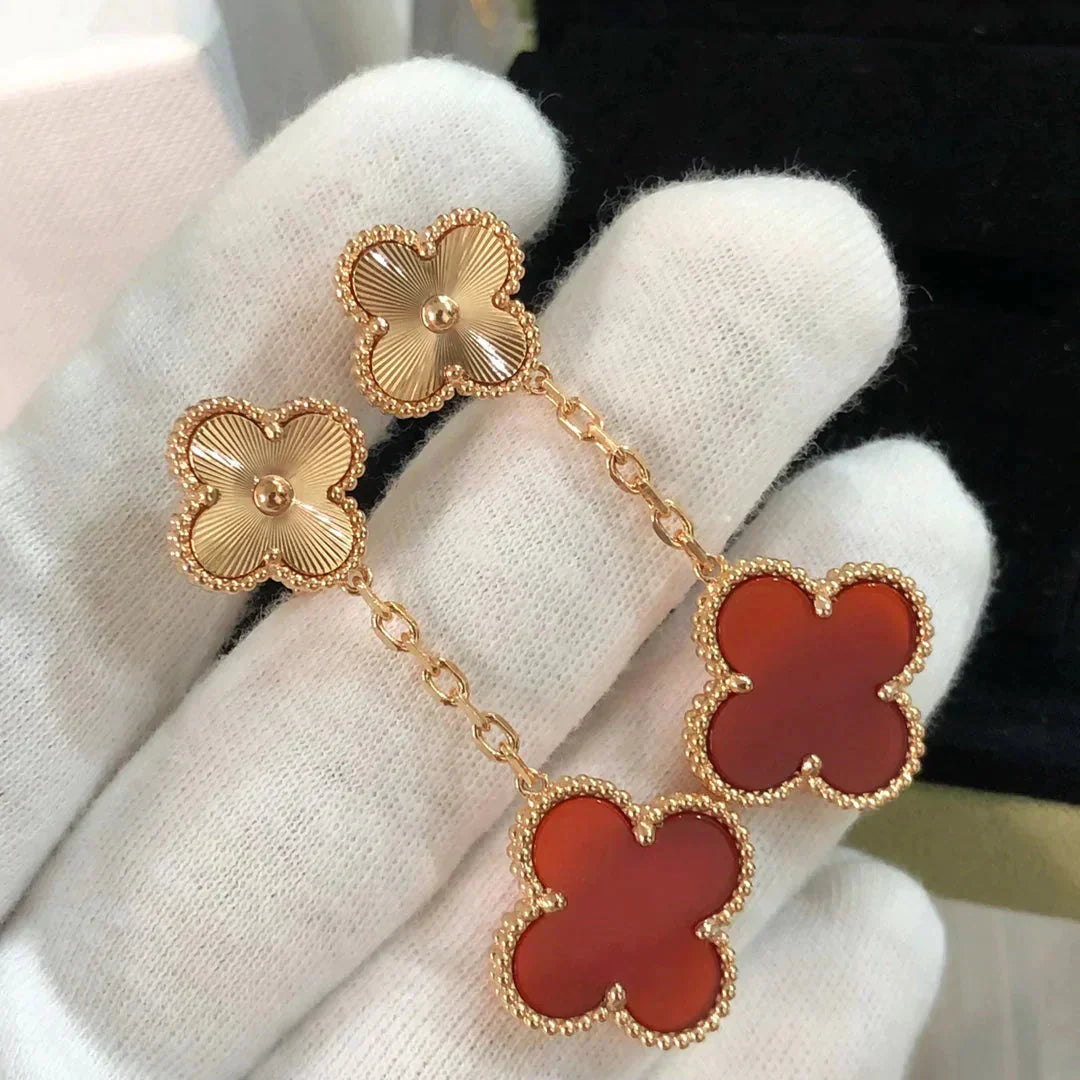 ¡®Imperial¡¯CLOVER 2 MOTIF  LASER CARNELIAN EARRINGS
