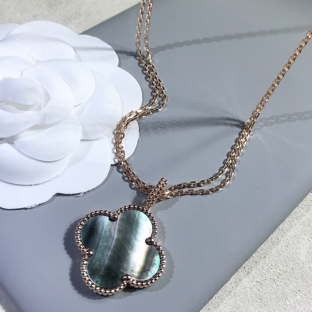 ¡®Imperial¡¯CLOVER 25MM GOLD DARK MOP BIG CLOVER NECKLACE