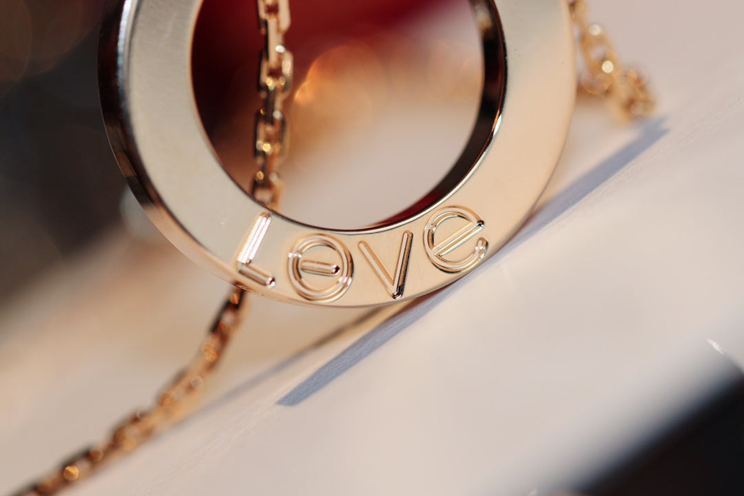 ¡®Imperial¡¯LOVE NECKLACE 16MM 6 DIAMONDS PINK GOLD
