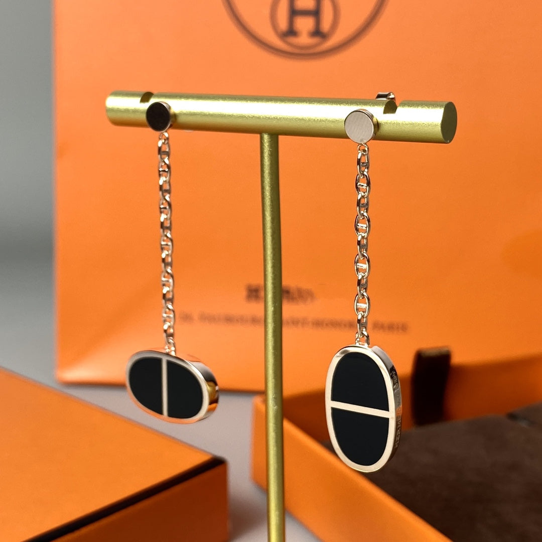 ¡®Imperial¡¯CHAINE VERSO BLACK CERAMIC EARRINGS