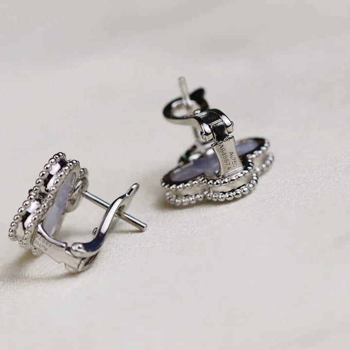 ¡®Imperial¡¯CLOVER MEDIUM 1 MOTIFS  WHITE MOP EARRINGS SILVER