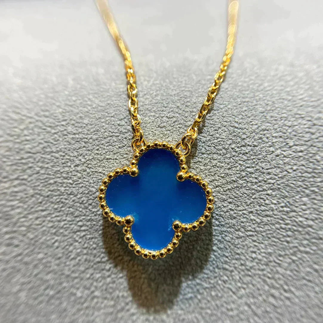 ¡®Imperial¡¯CLOVER 15MM BLUE AGATE NECKLACE