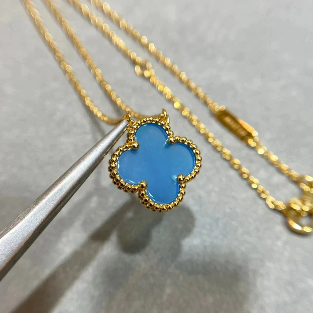 ¡®Imperial¡¯CLOVER 15MM BLUE AGATE NECKLACE