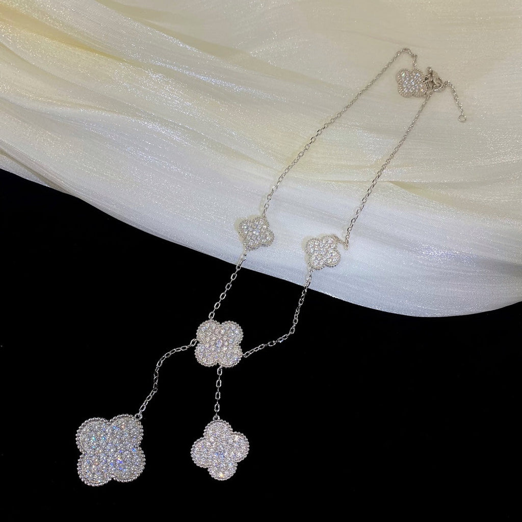 ¡®Imperial¡¯CLOVER 5 MOTIFS SILVER DIAMONDS NECKLACE
