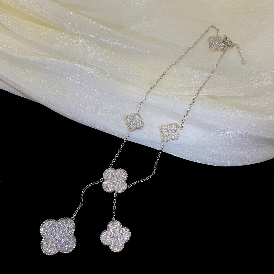 ¡®Imperial¡¯CLOVER 5 MOTIFS SILVER DIAMONDS NECKLACE