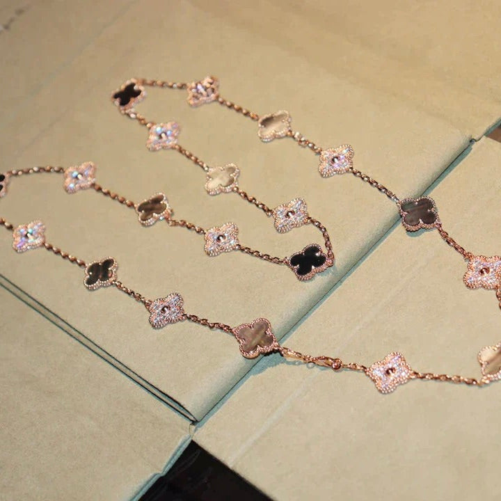 ¡®Imperial¡¯CLOVER 20 MOTIFS DARK MOP DIAMOND  NECKLACE
