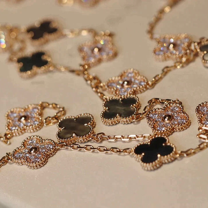 ¡®Imperial¡¯CLOVER 20 MOTIFS DARK MOP DIAMOND  NECKLACE