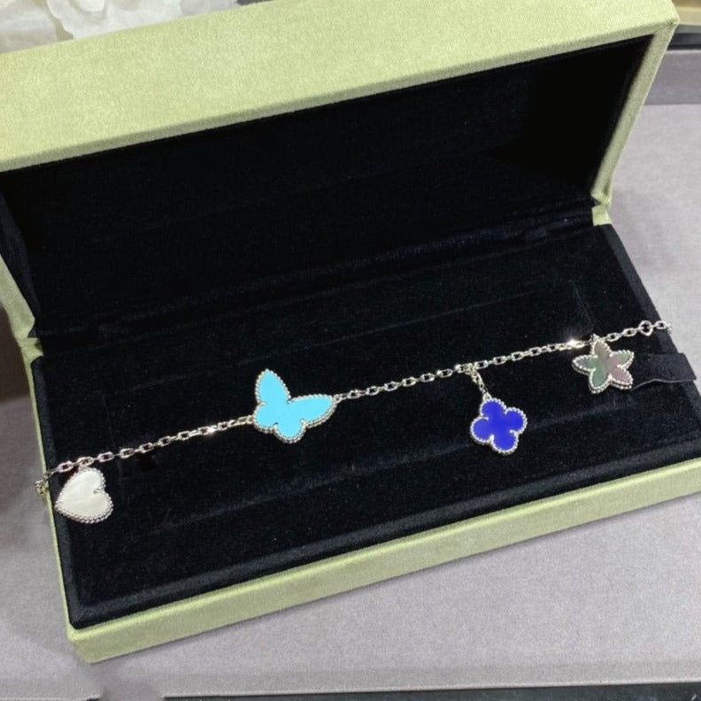 ¡®Imperial¡¯LUCKY SPRING SILVER BRACELET 4 MOTIF