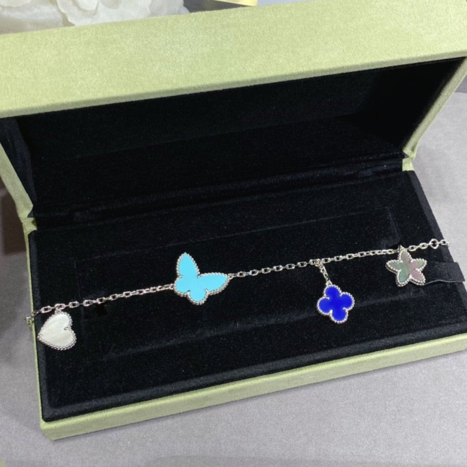 ¡®Imperial¡¯LUCKY SPRING SILVER BRACELET 4 MOTIF