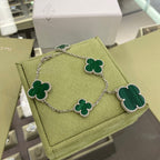 ¡®Imperial¡¯CLOVER 5 MOTIFS SIVLER MALACHITE BRACELET
