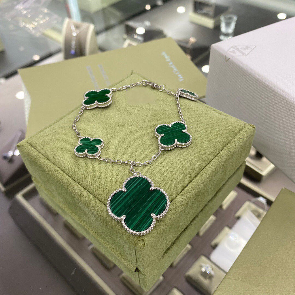 ¡®Imperial¡¯CLOVER 5 MOTIFS SIVLER MALACHITE BRACELET