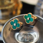 ¡®Imperial¡¯CLOVER MEDIUM 1 MOTIFS MALACHITE DIAMOND EARRINGS