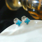 ¡®Imperial¡¯CLOVER MINI 9.5MM ONYX STUD EARRINGS SILVER