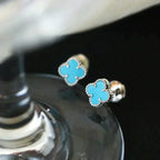 ¡®Imperial¡¯CLOVER MINI 9.5MM ONYX STUD EARRINGS SILVER
