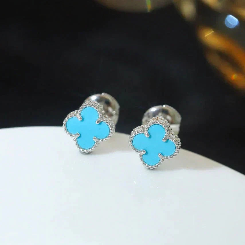 ¡®Imperial¡¯CLOVER MINI 9.5MM ONYX STUD EARRINGS SILVER