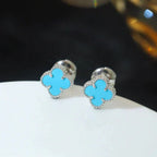 ¡®Imperial¡¯CLOVER MINI 9.5MM ONYX STUD EARRINGS SILVER