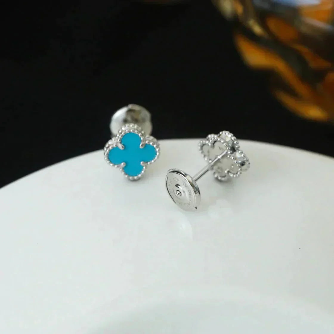 ¡®Imperial¡¯CLOVER MINI 9.5MM ONYX STUD EARRINGS SILVER