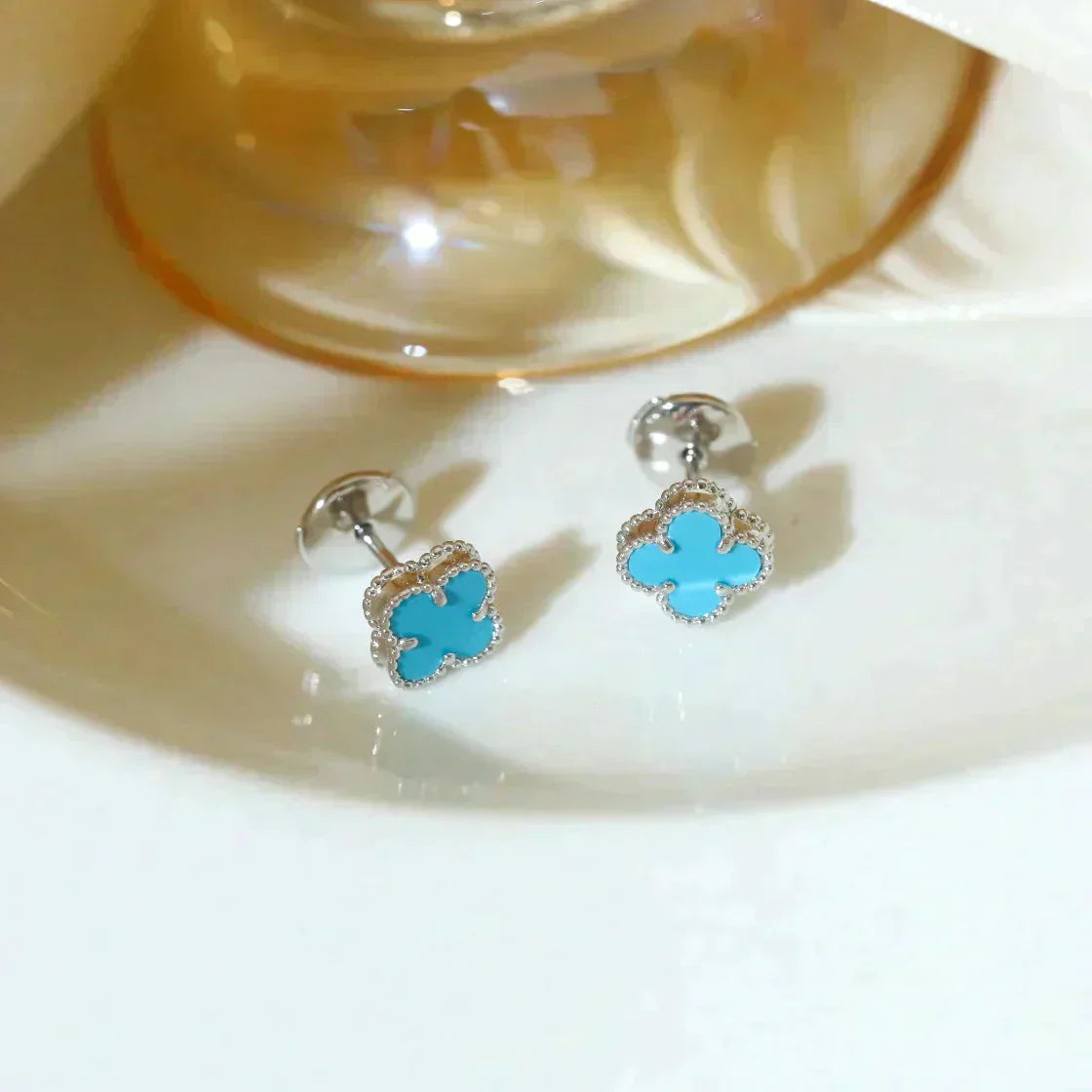 ¡®Imperial¡¯CLOVER MINI 9.5MM ONYX STUD EARRINGS SILVER