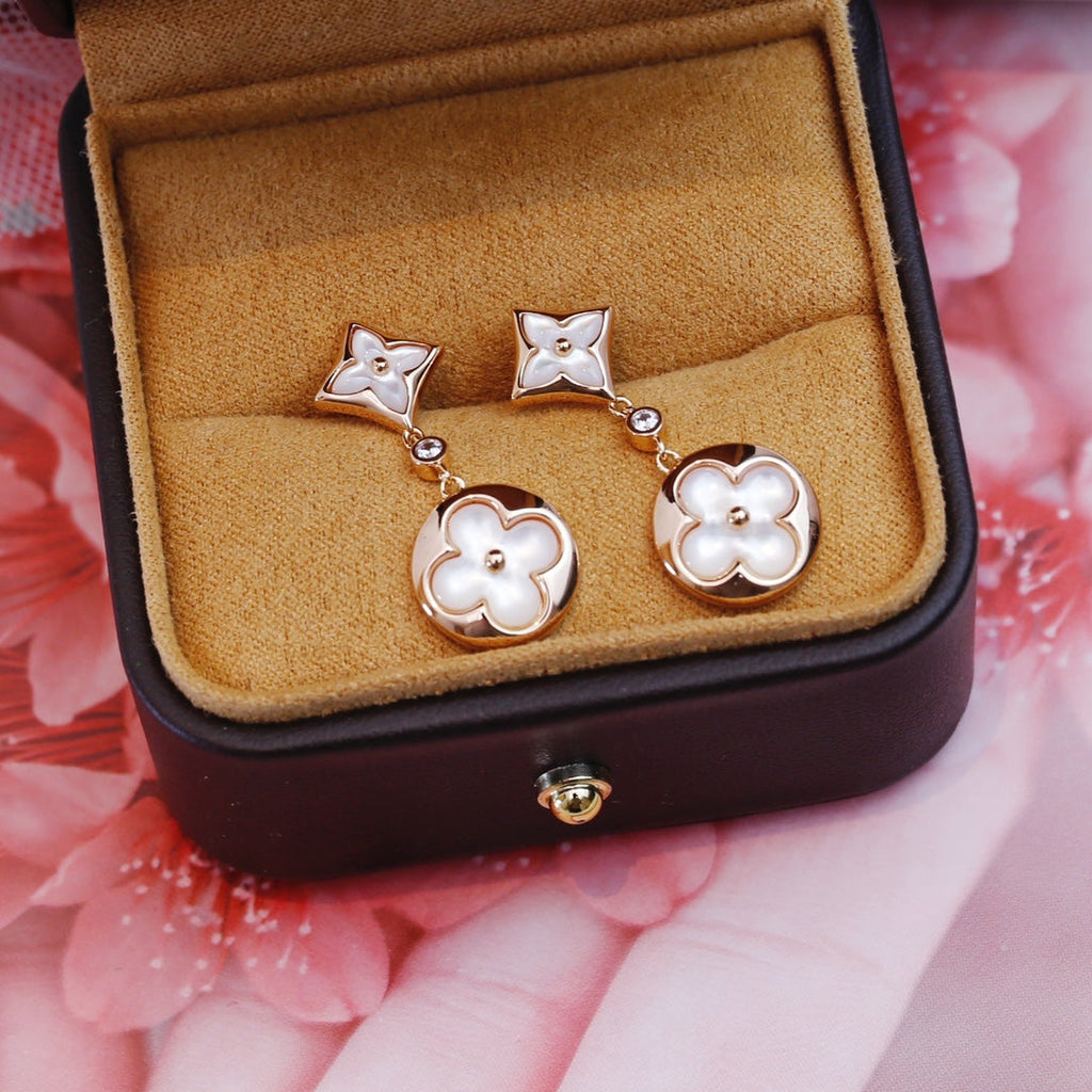 ¡®Imperial¡¯STAR AND SUN PINK GOLD MOP DROP EARRINGS