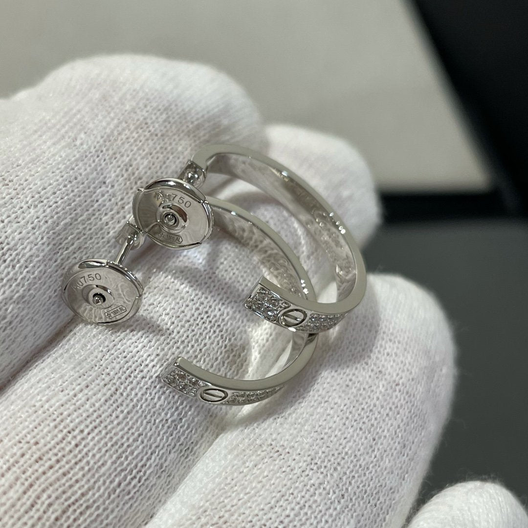 ¡®Imperial¡¯LOVE DIAMOND SILVER HOOP EARRINGS
