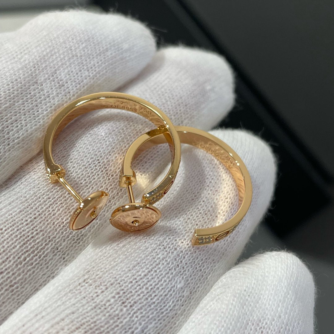 ¡®Imperial¡¯LOVE DIAMOND PINK GOLD HOOP EARRINGS