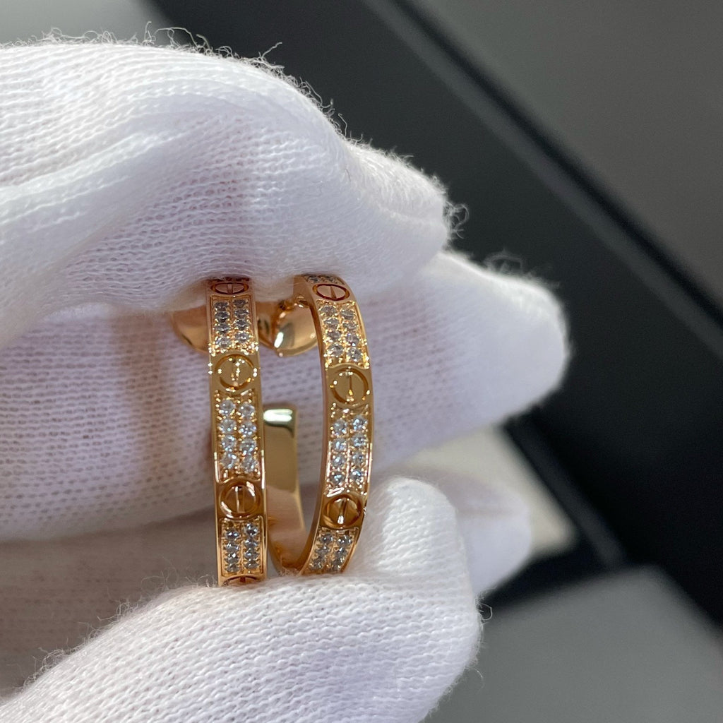 ¡®Imperial¡¯LOVE DIAMOND PINK GOLD HOOP EARRINGS