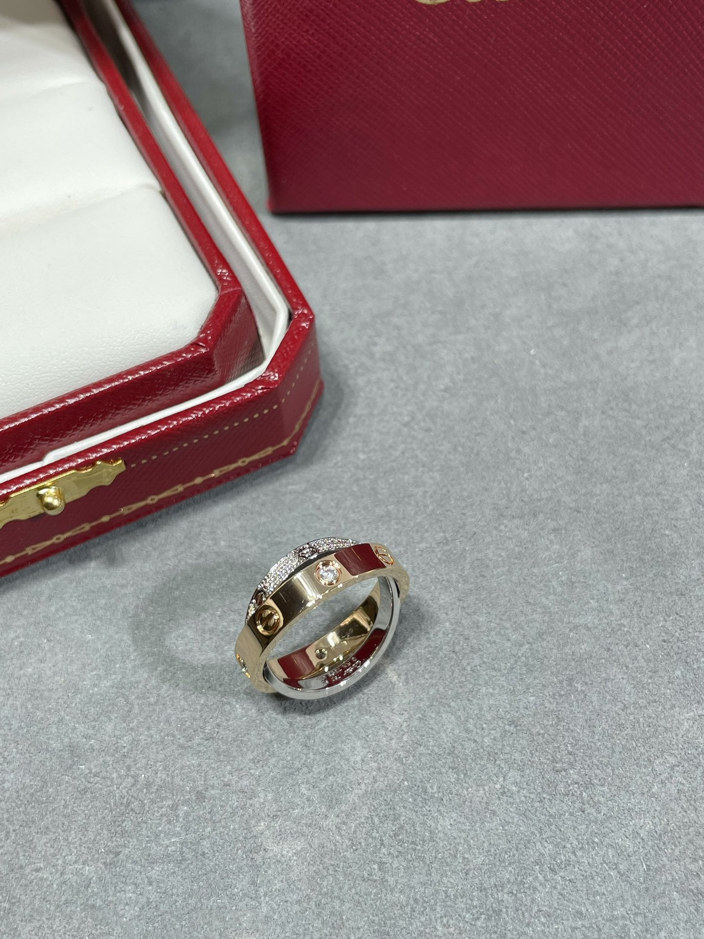 ¡®Imperial¡¯LOVE PINK GOLD SILVER DIAMOND DOUBLE RING