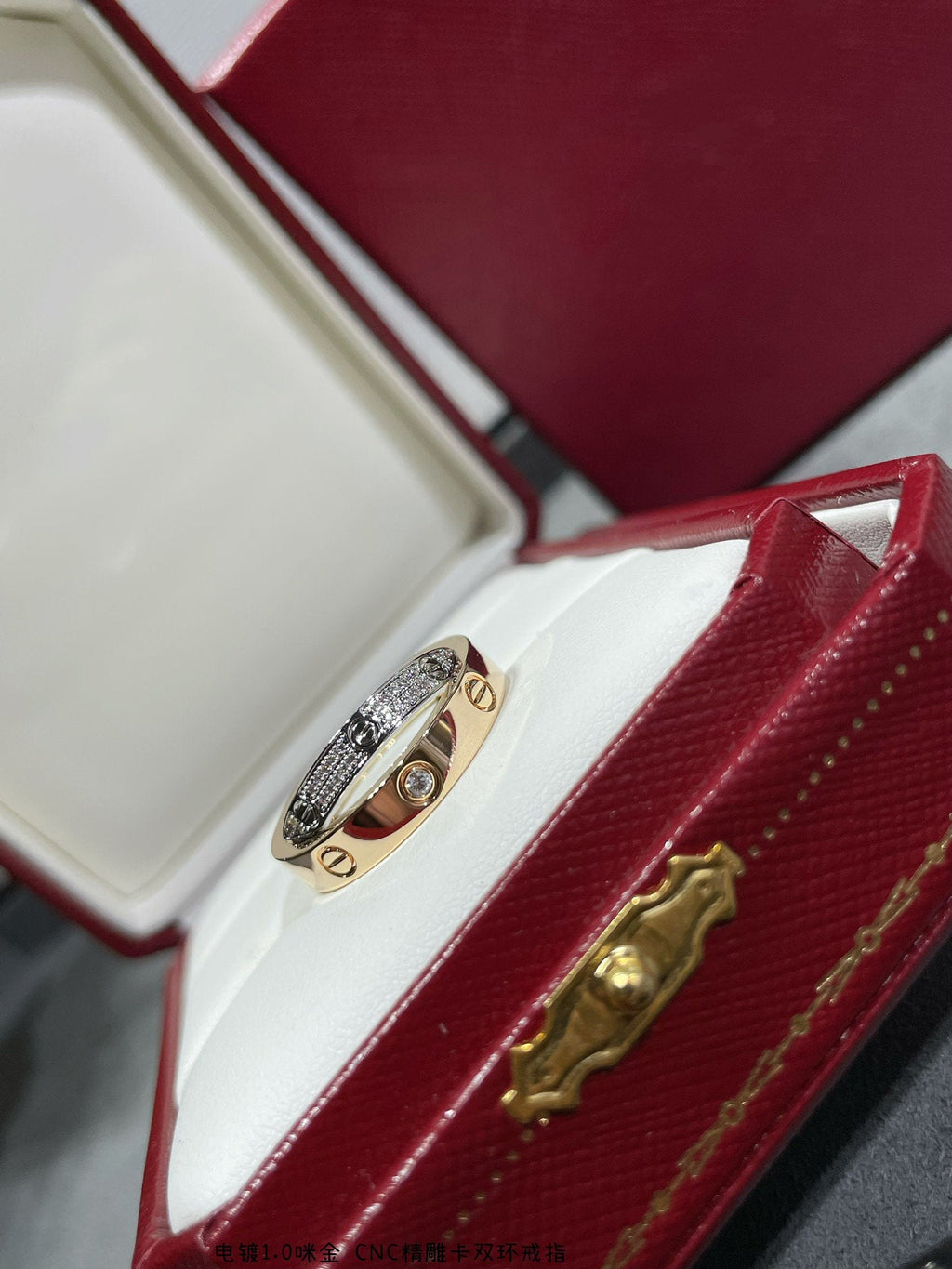 ¡®Imperial¡¯LOVE PINK GOLD SILVER DIAMOND DOUBLE RING