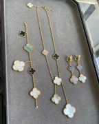 ¡®Imperial¡¯CLOVER 3 MOTIF MOP ONYX DARK MOP PINK GOLD EARRINGS
