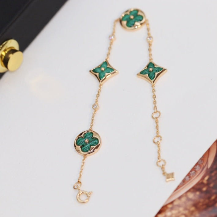¡®Imperial¡¯STAR AND SUN 4 MOTIF PINK GOLD MALACHITE BRACELET