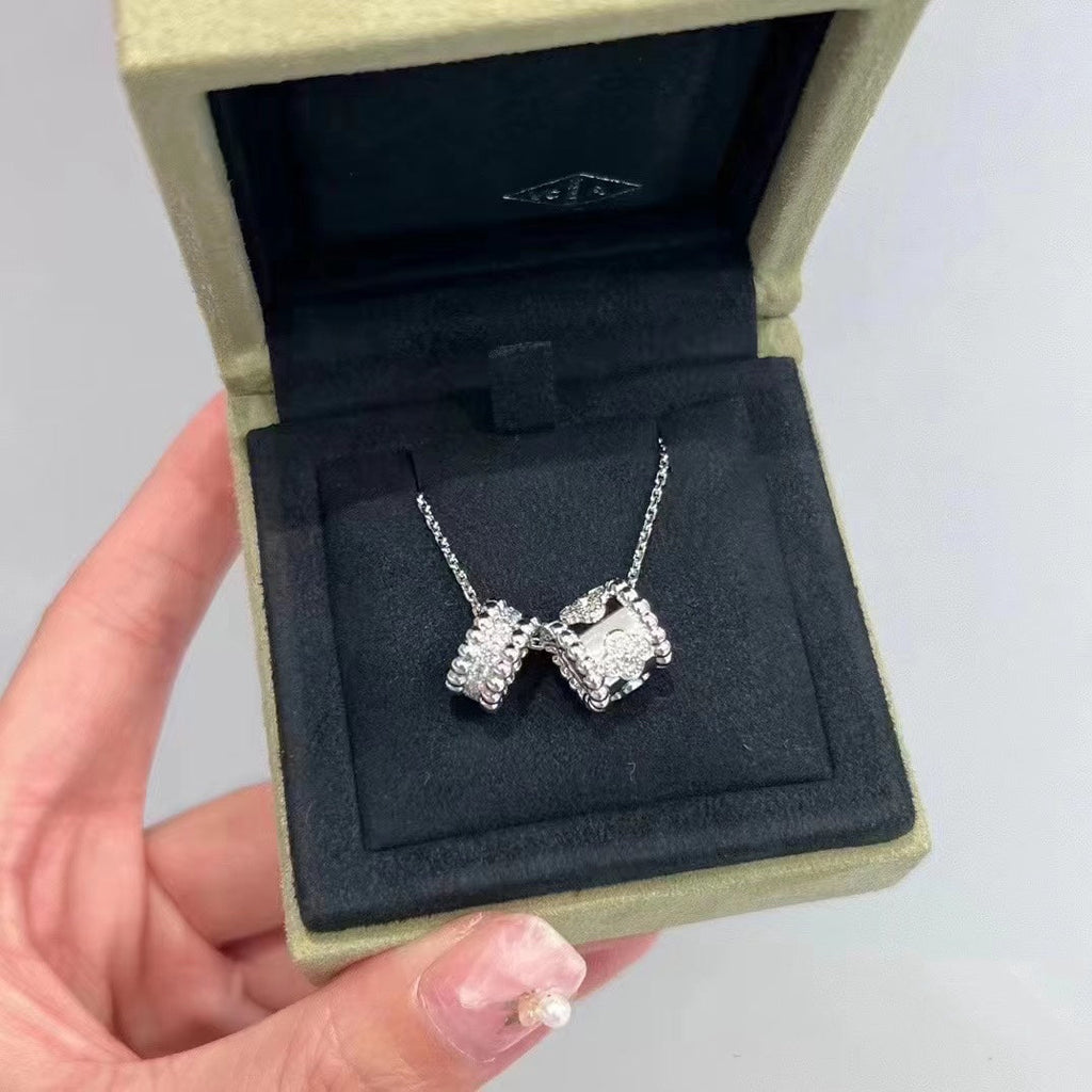 ¡®Imperial¡¯PERLEE DOUBLE PENDANT SILVER DIAMOND NECKLACE