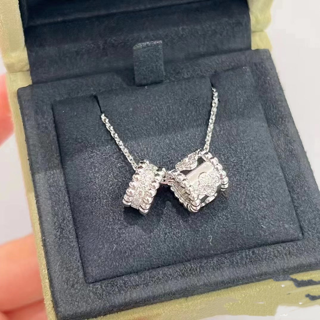 ¡®Imperial¡¯PERLEE DOUBLE PENDANT SILVER DIAMOND NECKLACE