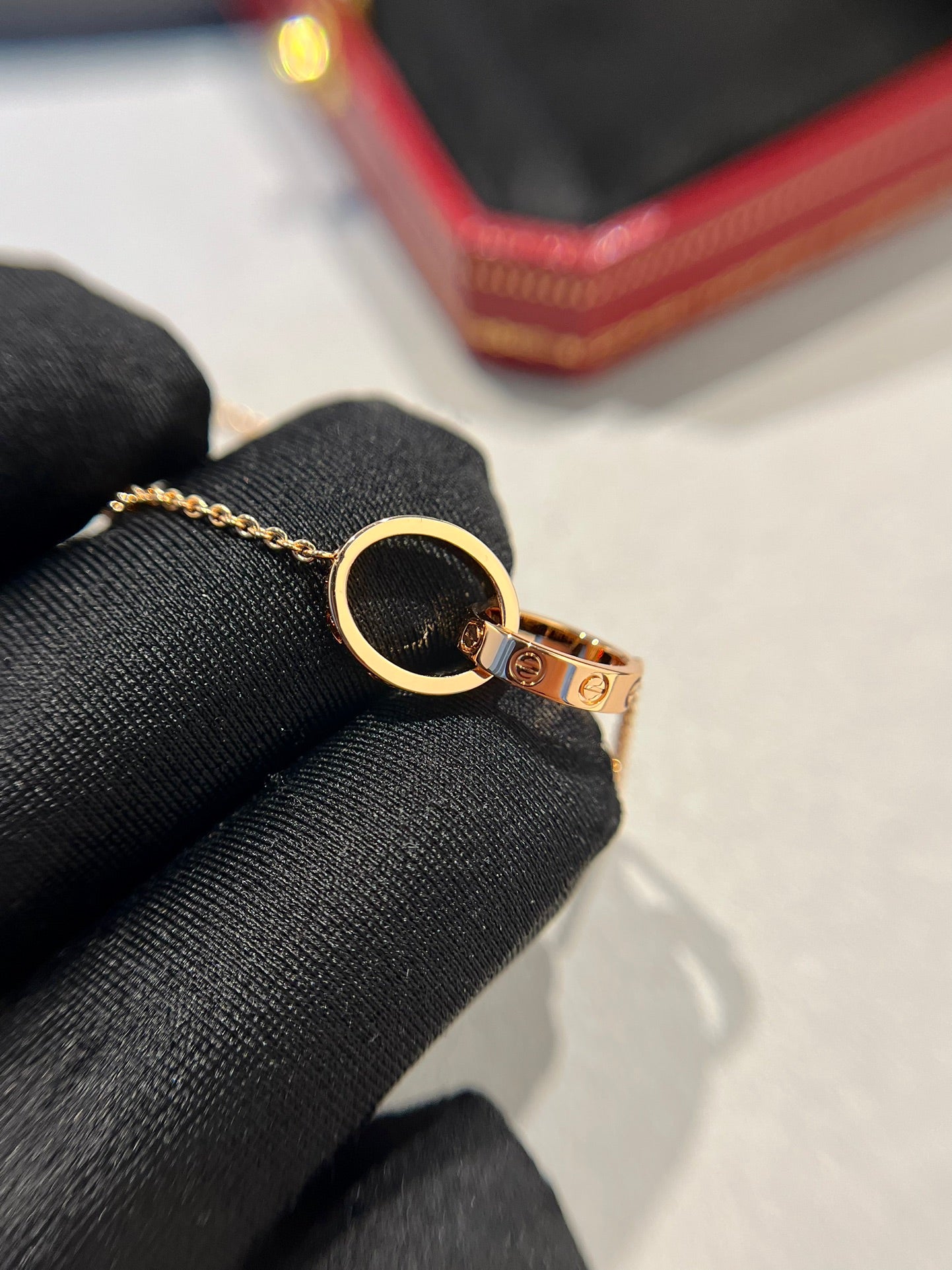 ¡®Imperial¡¯LOVE NECKLACE DOUBLE RING PINK GOLD