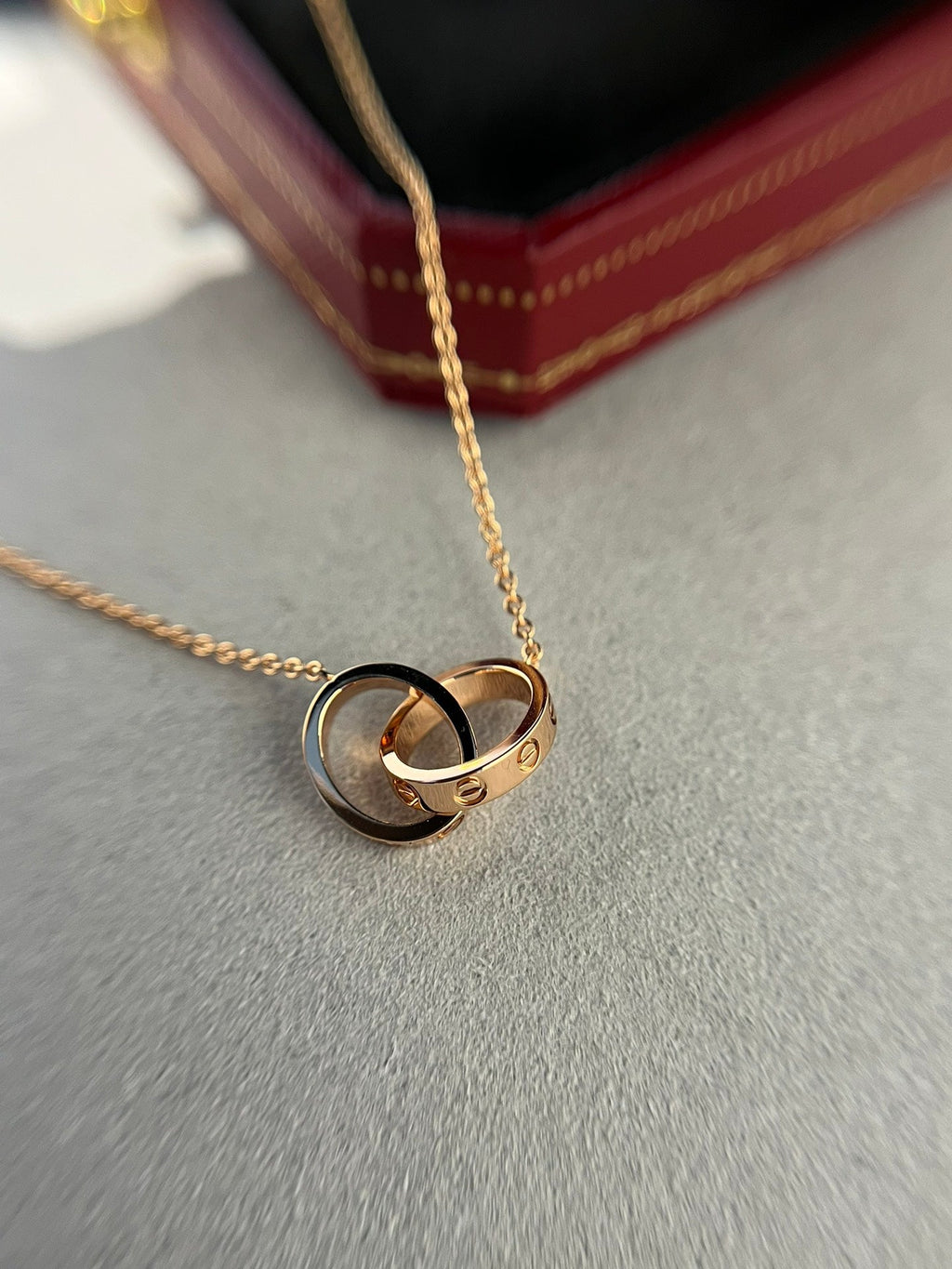 ¡®Imperial¡¯LOVE NECKLACE DOUBLE RING PINK GOLD