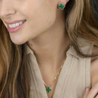 ¡®Imperial¡¯CLOVER MINI 9.5MM MALACHITE  EARRINGS