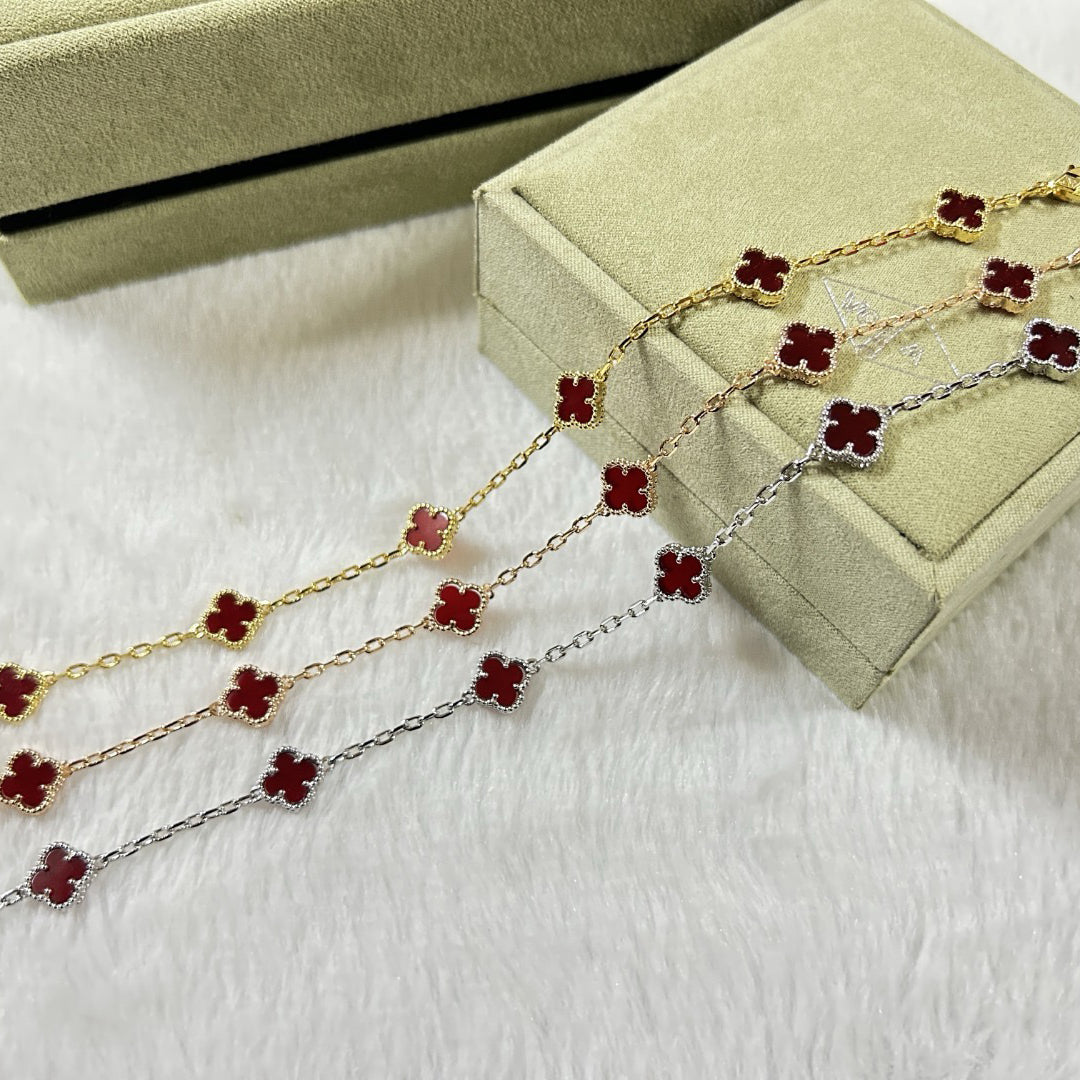 [¡®Imperial¡¯]CLOVER 6 MOTIF RED AGATE BRACELET