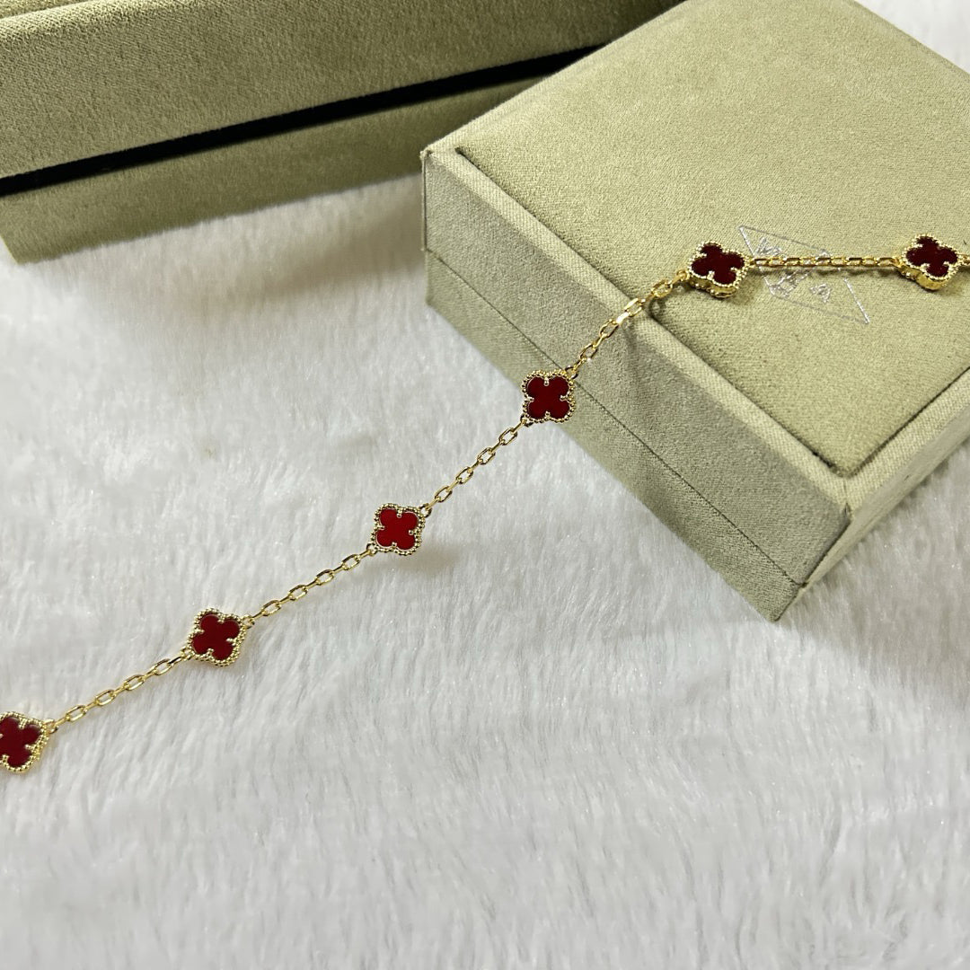 [¡®Imperial¡¯]CLOVER 6 MOTIF RED AGATE BRACELET
