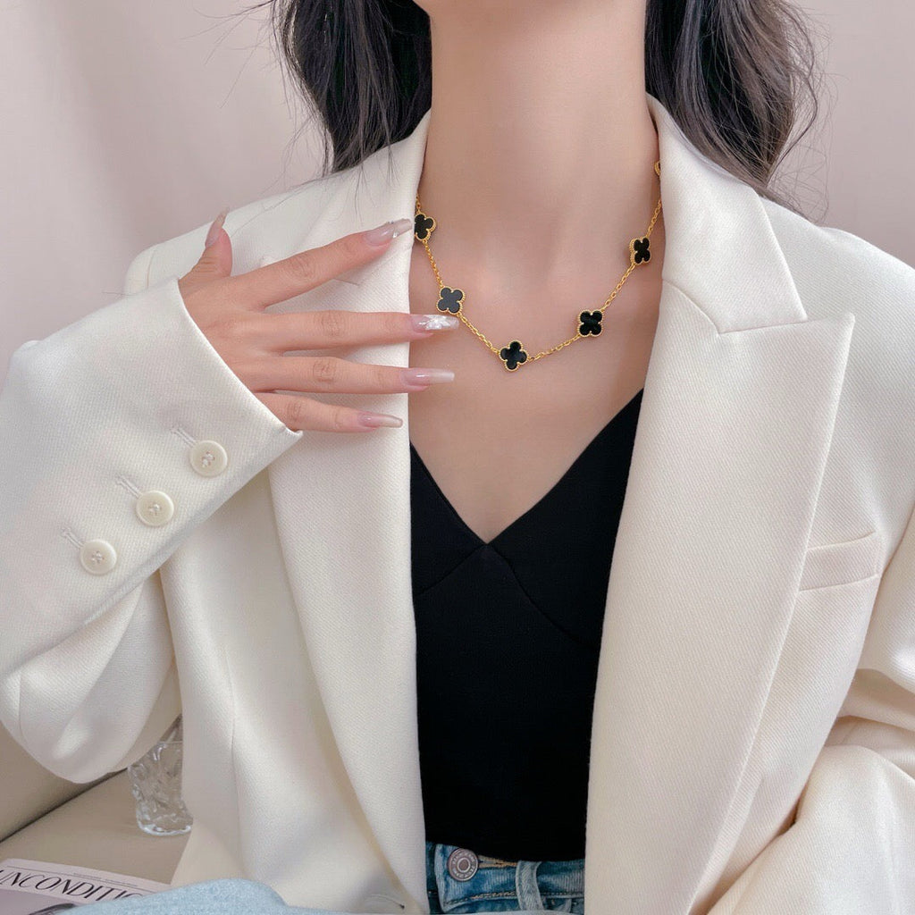 ¡®Imperial¡¯CLOVER 10 MOTIFS ONYX NECKLACE