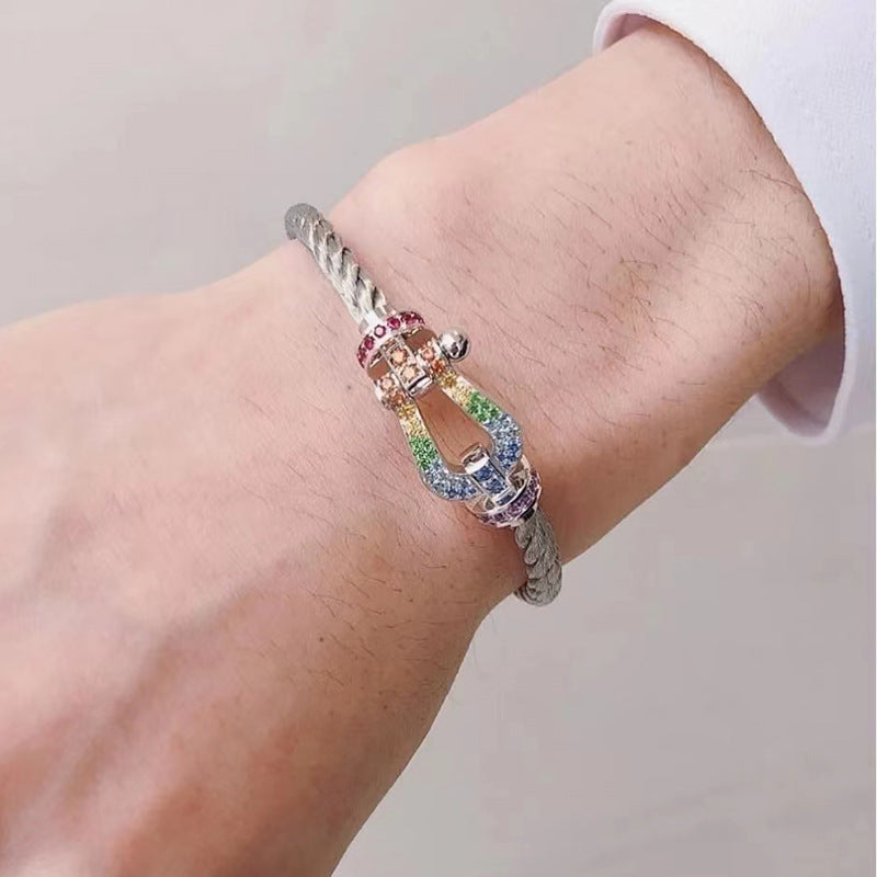 ¡®Imperial¡¯FORC LARGE HORSESHOE  COLORED DIAMOND BRACELET SILVER