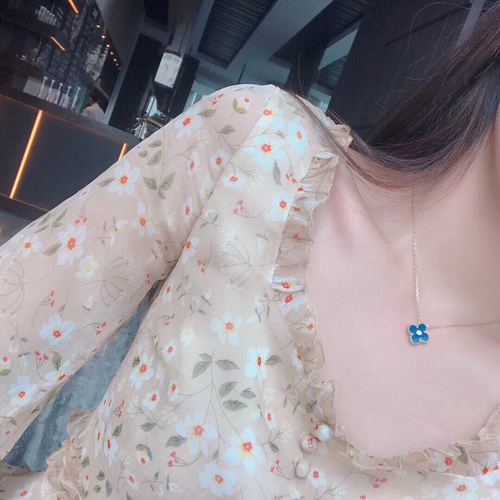 ¡®Imperial¡¯CLOVER 15MM DIAMOND AND BLUE AGATE NECKLACE