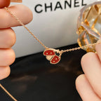 ¡®Imperial¡¯LUCKY  CARNELIANS LADYBUG NECKLACE