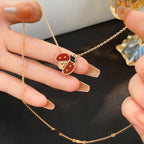 ¡®Imperial¡¯LUCKY  CARNELIANS LADYBUG NECKLACE