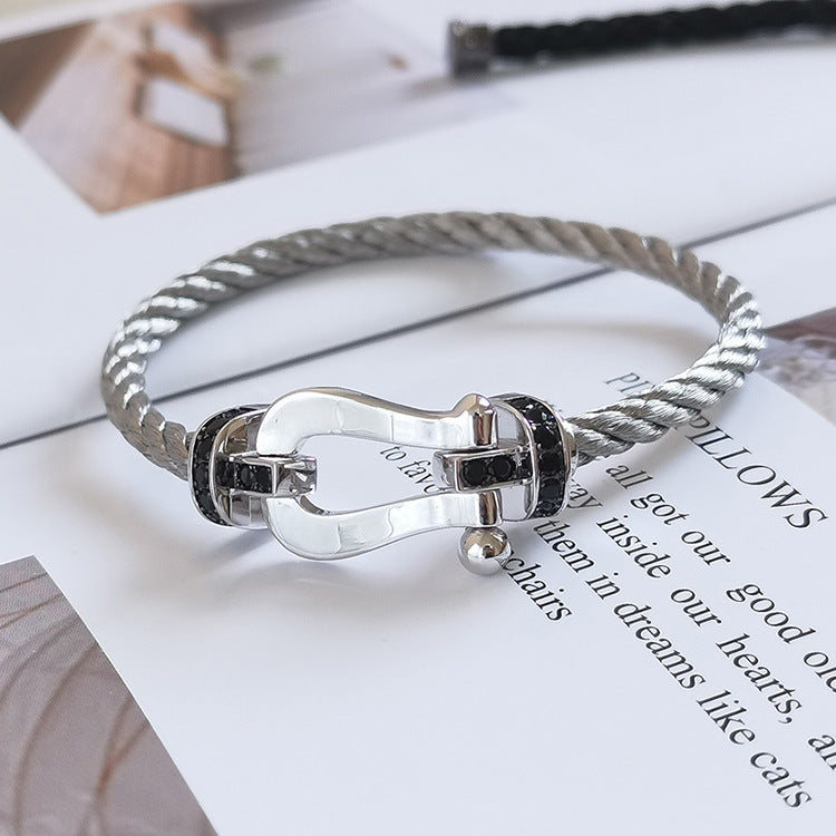 ¡®Imperial¡¯FORCE LARGE HORSESHOE BLACK DIAMOND BRACELET SILVER
