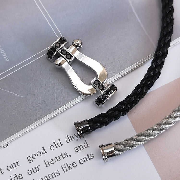 ¡®Imperial¡¯FORCE LARGE HORSESHOE BLACK DIAMOND BRACELET SILVER