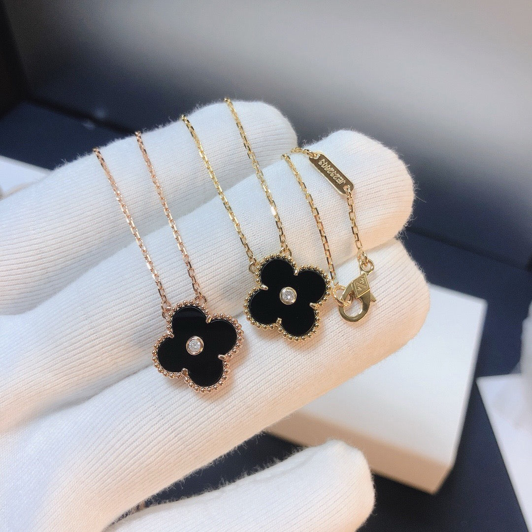 ¡®Imperial¡¯CLOVER 15MM DIAMOND ONYX NECKLACE