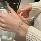 [Imperial]New  CLOVER 5 MOTIF PURPLE CHALCEDONY BRACELET COLLECTION