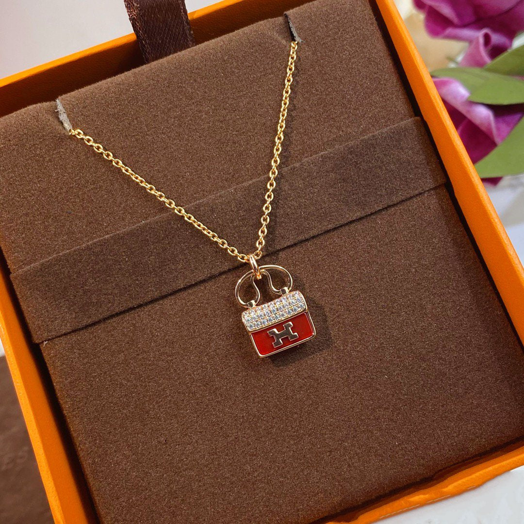 ¡®Imperial¡¯CONSTANCE RED PEDANT PINK GOLD NECKLACE